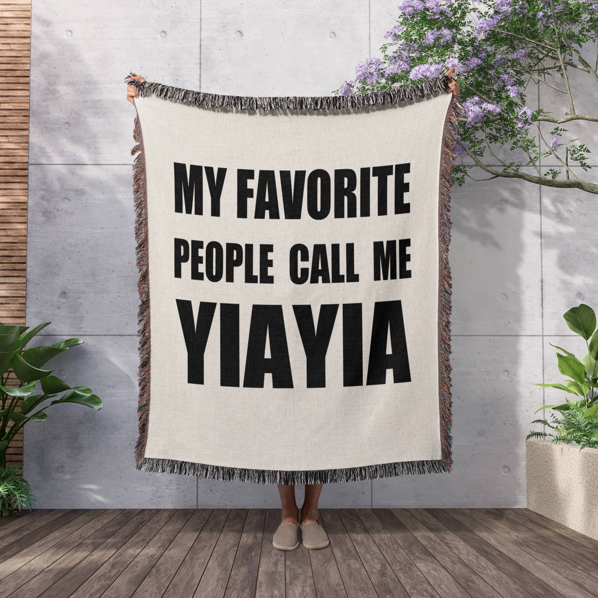 3dRose - Wholesale Throw Blanket - 3dRose, My Favorite People Call Me YiaYia - fun black text design for grandma, Blanket2