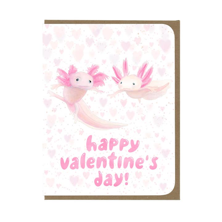 Valentinsdag - Axolotler - Kort for engroshandel hos Amy Rose Moore Illustration