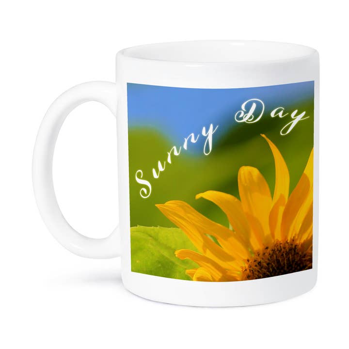3dRose, Photograph of the corner of a whimsical sunflower. Its a sunny day., Mug for wholesale by 3dRose