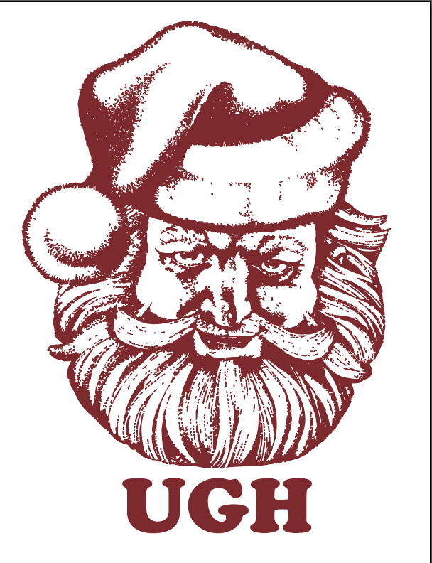 Igloo Letterpress - Wholesale Christmas Card - UGH! Grumpy Santa Letterpress Card0