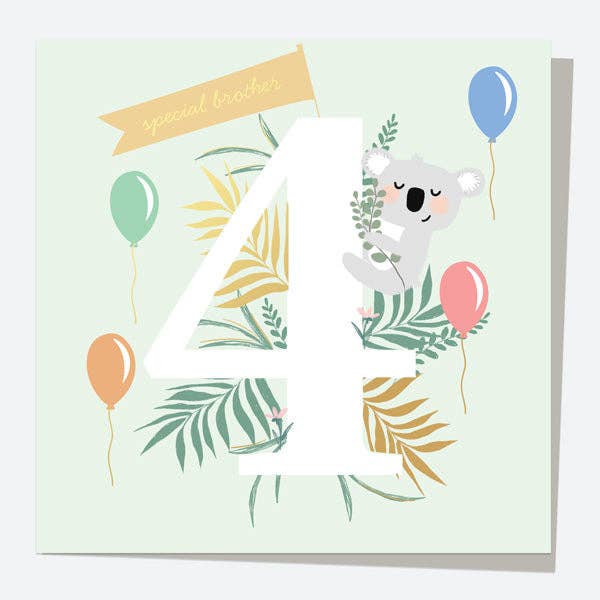 Luxury Foil Brother Birthday Card - Koala - 4th Birthday for wholesale by Dotty About Paper