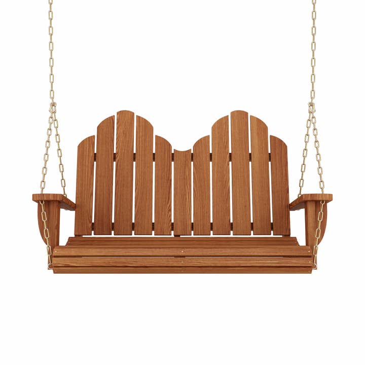 Amish Casual Adirondack Heavy Duty Porch Swing, Oak Stain for wholesale by The Porch Swing Company