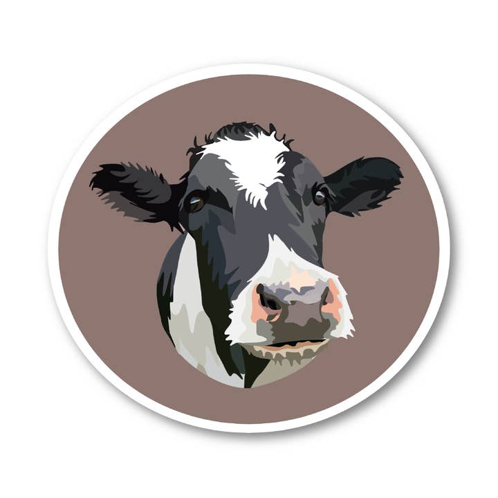 Autocollant de vache en vinyle dessiné à la main pour la vente par Mads Mueller Design Co