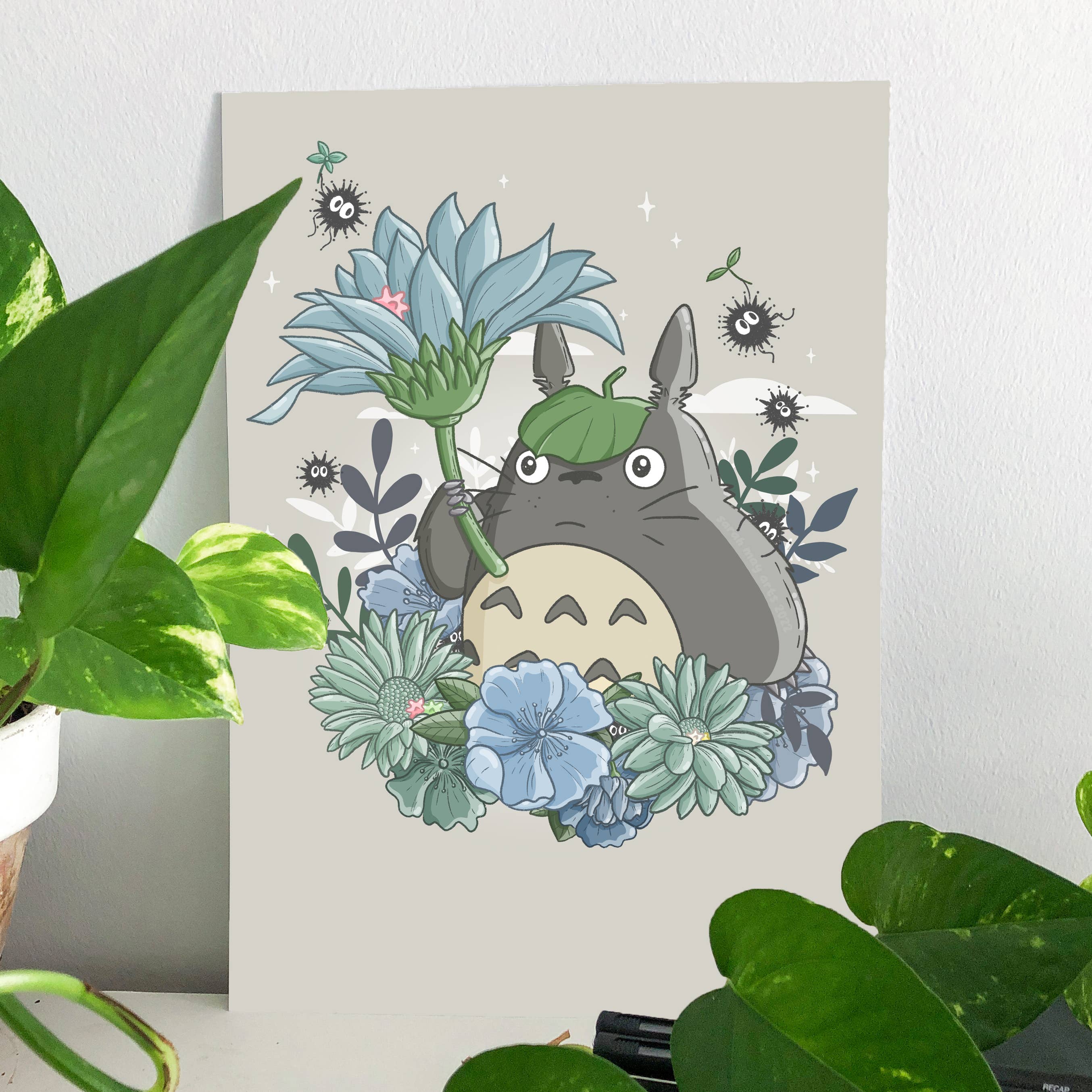 Sarah May Arts - Wholesale Art Print - Forest Spirit Print | Fine Line Anime Floral Art1