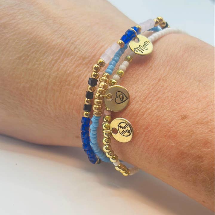 Little Happies Co - Wholesale Beaded Bracelet - Softball Stretch Bracelet - Team Gift for Softball Players 3