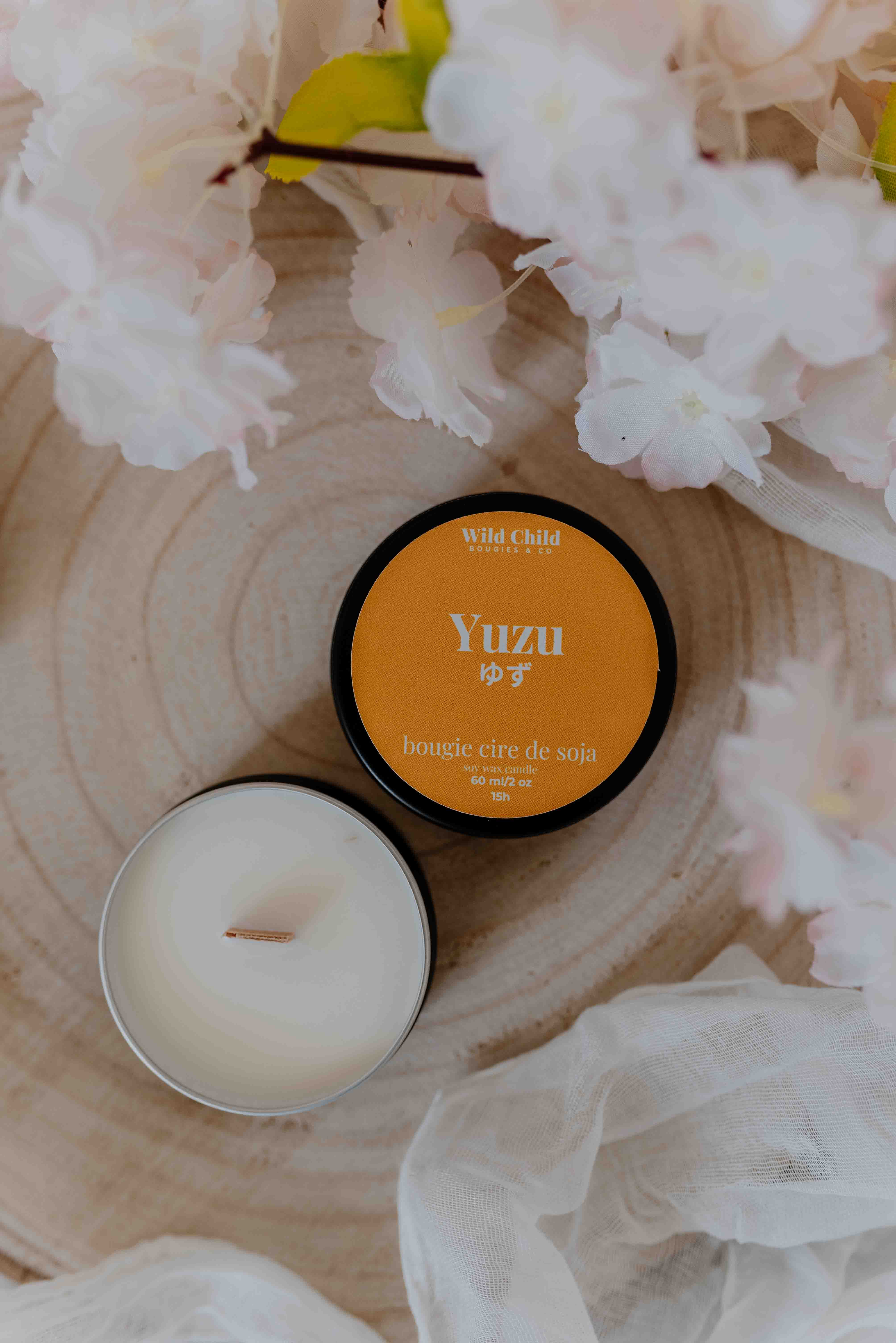 WILD CHILD Bougies & Co - Wholesale Jar/Filled Candle - “Yuzu” - Natural scented candle - 12h1