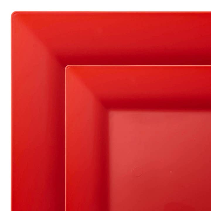 Red Square Plastic Plates Dinnerware Set - 120 Guests for wholesale by Smarty had a Party