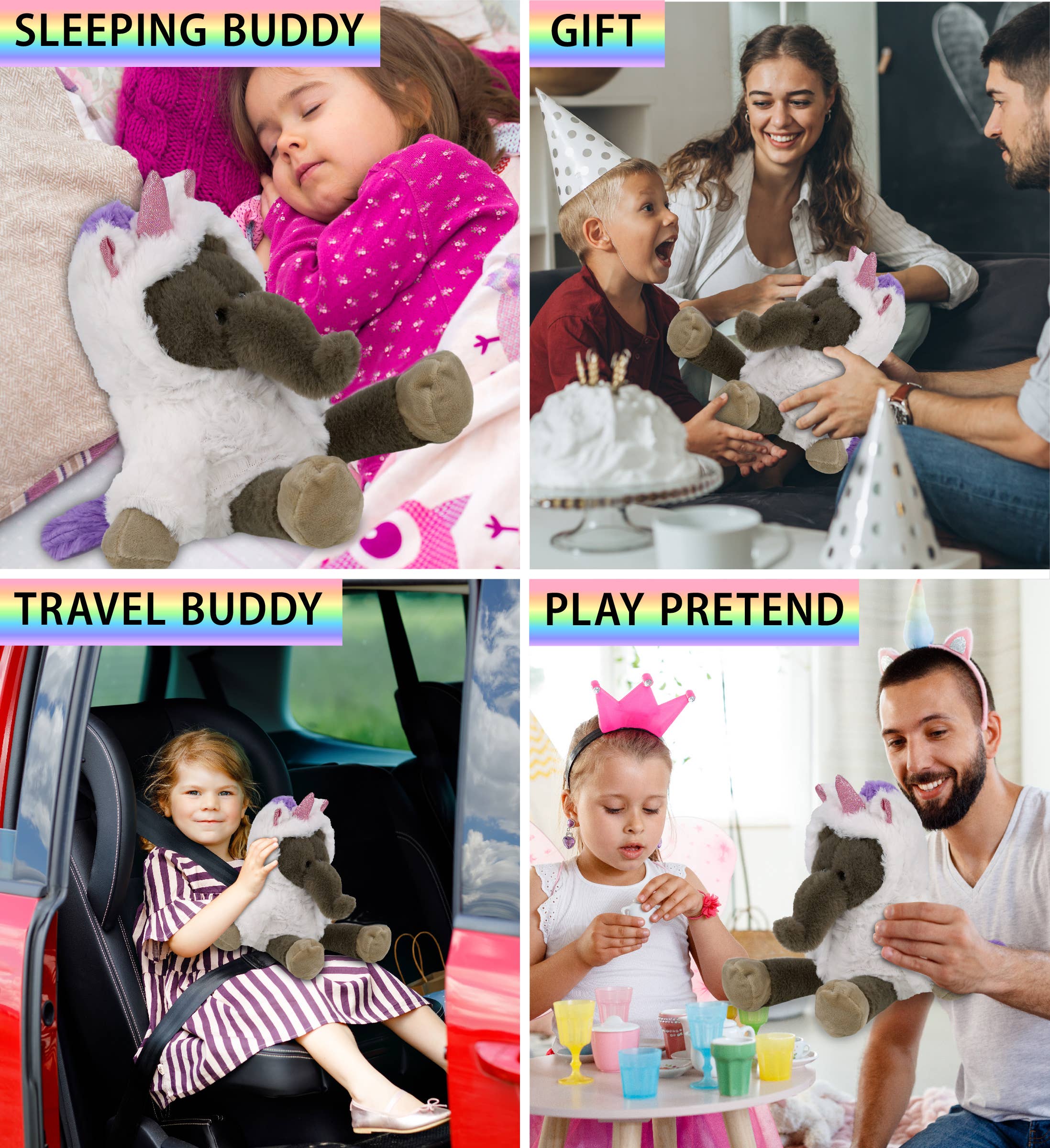 Cota Global - Wholesale Stuffed/Plush Toy - Kids & Baby - Plush Unicorn - Super-Soft Plush - Long Leg Elephant 10.5"3