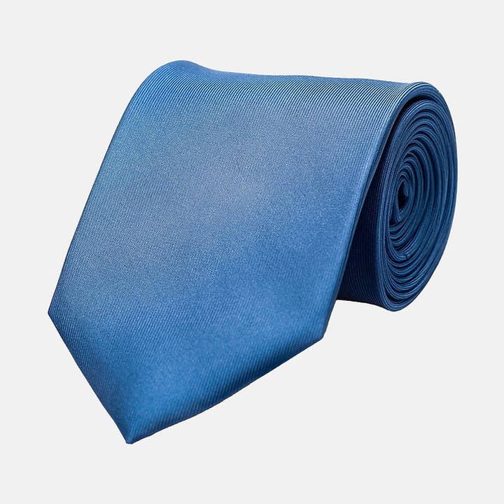 RUMI - Wholesale Necktie - Men's - Handmade Luxury Plain Silk Tie - Kent Blue4