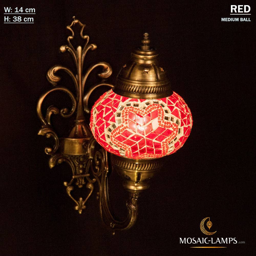 Mosaic Lamps - Wholesale Sconce - Turkish Mosaic Single Medium Globe Wall Lamp, Traditional Moroccan Vintage Ceiling Sconce, Handmade Marrakech Bedroom Living Room Wall Lights16