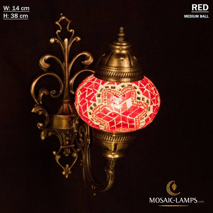 Mosaic Lamps - Wholesale Sconce - Turkish Mosaic Single Medium Globe Wall Lamp, Traditional Moroccan Vintage Ceiling Sconce, Handmade Marrakech Bedroom Living Room Wall Lights16