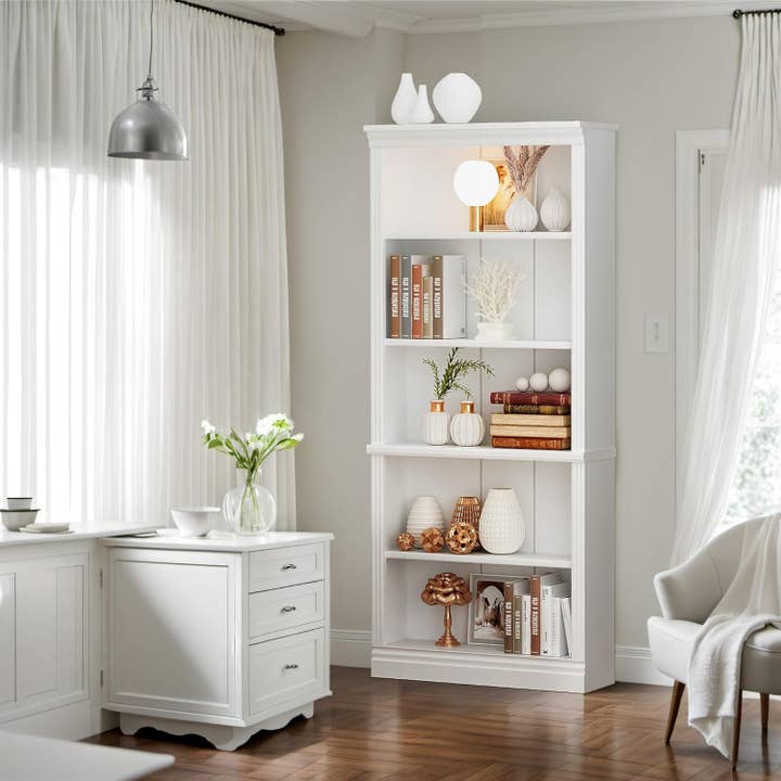 White 72 Inch Tall Bookcase For Living Room Storage for wholesale on Faire3