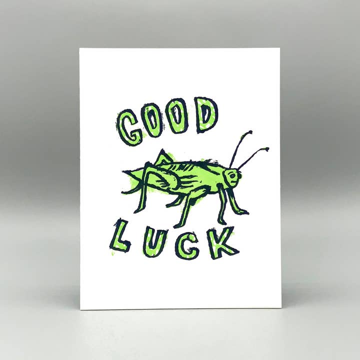 Westland Press - Vente Cartes de bonne chance - Grasshopper Luck - Carte de chance imprimée Letterpress
