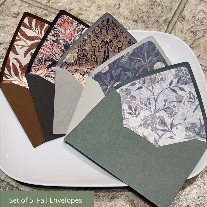 DrifWoo - Wholesale Envelopes - Multi-color Lined Vintage Envelopes Set, ThankYou Card,BZ0011