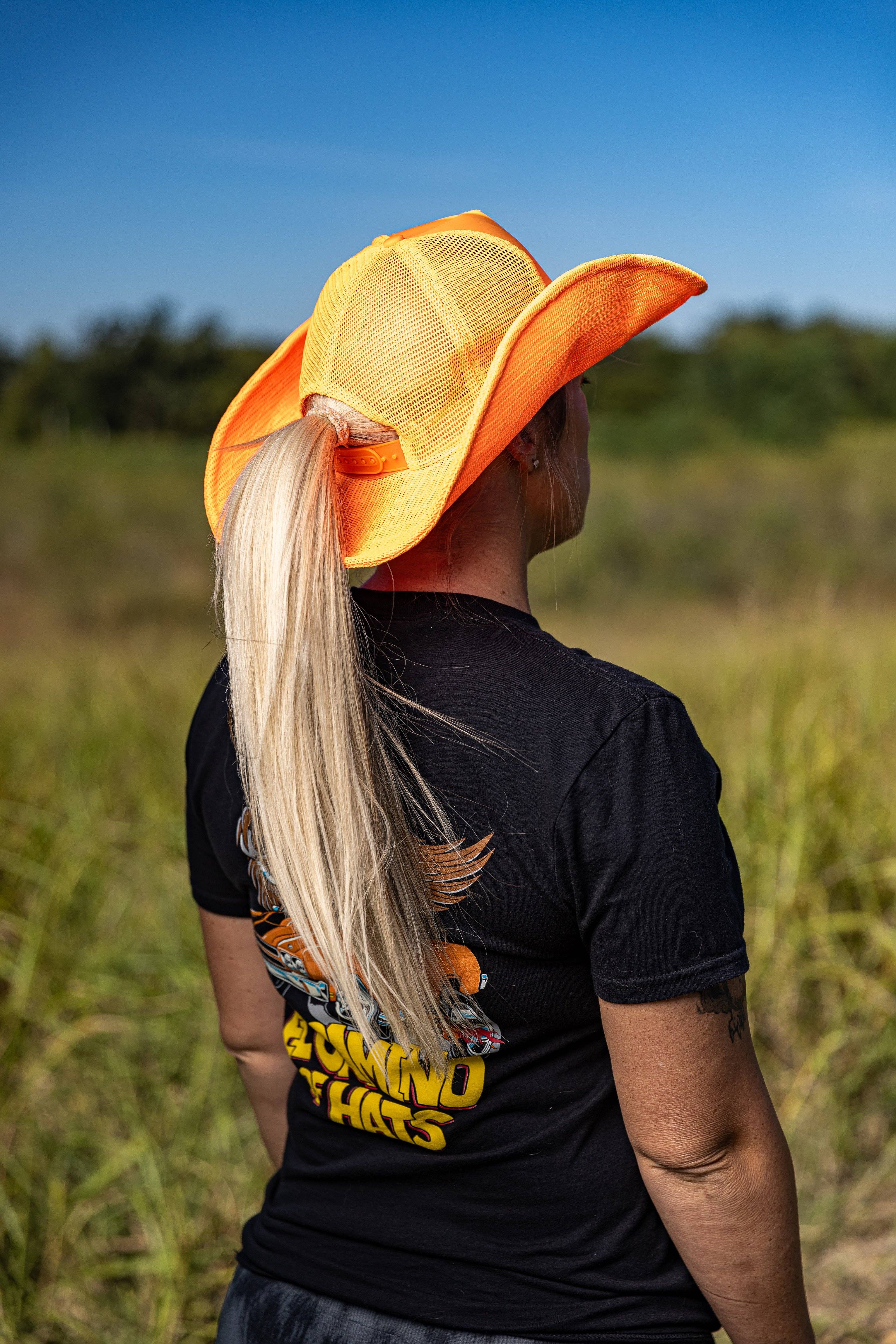 Cowboy Snapback - Wholesale Cowboy Hat - Unisex - BLAZE ORANGE COWBOY SNAPBACK: 5 PANEL - BLANK1
