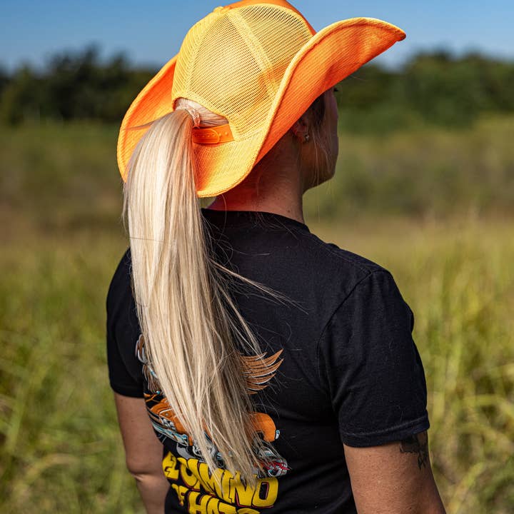 Cowboy Snapback - Wholesale Cowboy Hat - Unisex - BLAZE ORANGE COWBOY SNAPBACK: 5 PANEL - BLANK1