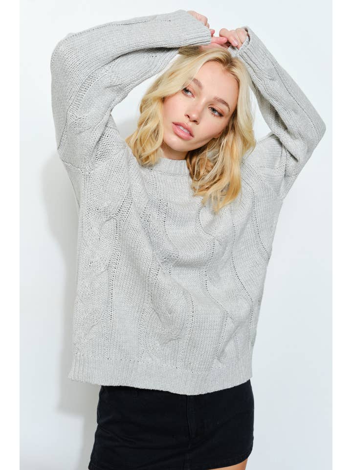 Pretty Garbage - Wholesale Knit Sweater - Women's - PRUDENCE CABLE KNIT SWEATER - Oversized, Fall1