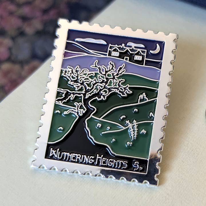 Wuthering Heights Silver Enamel Pin Badge, Bookish Souvenirs for wholesale by Beyond the Shelf