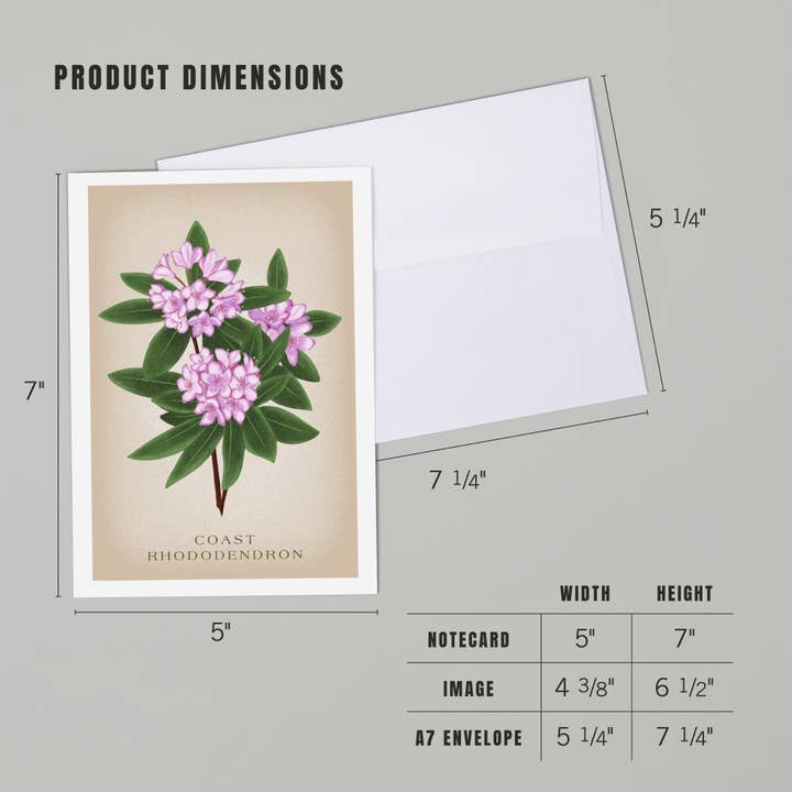Lantern Press - Wholesale Everyday Greeting Card - GREETING CARD Vintage Flora, Coast Rhododendron4