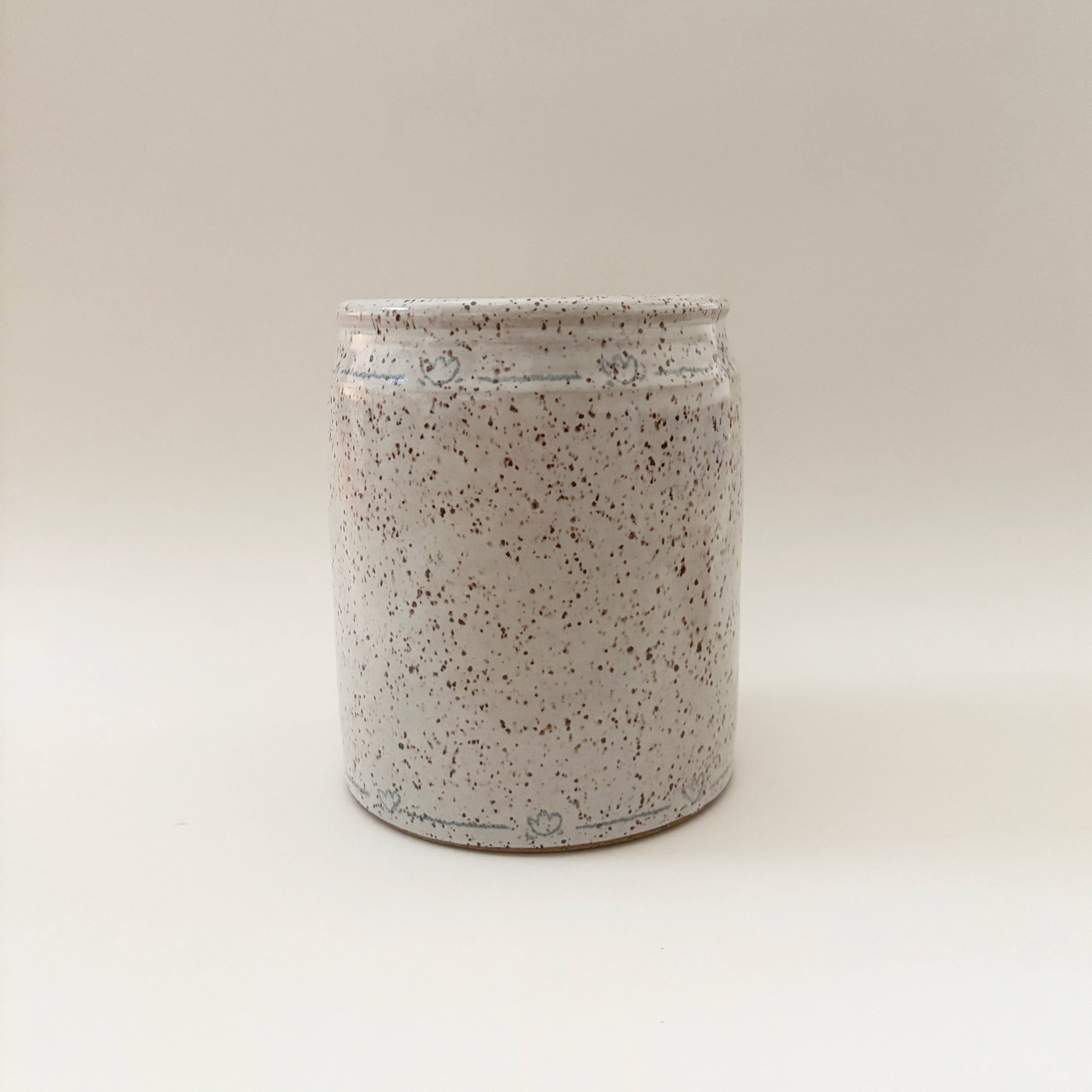 Sunday Studio - Wholesale Utensil Holder - Handmade Ceramic Utensil Crock - Flower  Border1