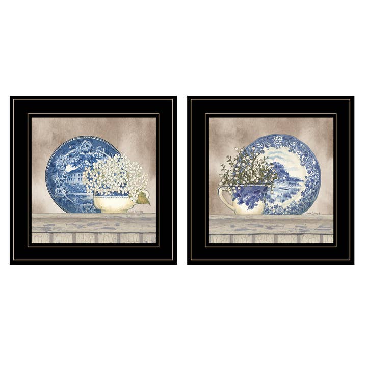 Vignette en 2 pièces « The Farmhouse Blues Collection » par Linda S pour la vente par Trendy Decor 4U