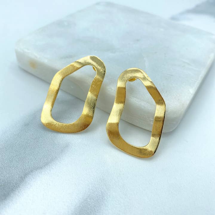 DIJU Jewelry – Großhandel Hoops – Mit 18 Karat Gold gefüllte ovale, strukturierte und unregelmäßige Ohrringe, moderne Ohrringe, Zubehör für die Schmuckherstellung im Großhandel