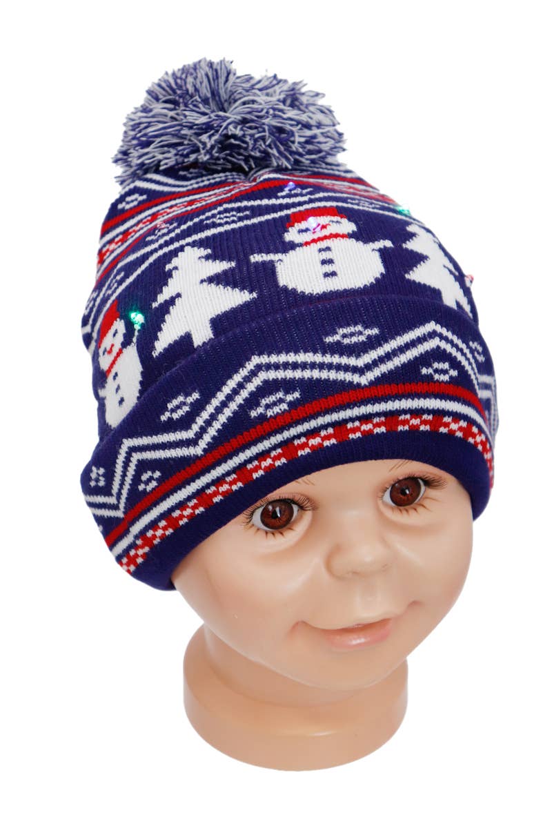 Cap Zone - Wholesale Beanie - Kids - Toddlers Christmas LED Light-Up Cuffed Beanie3