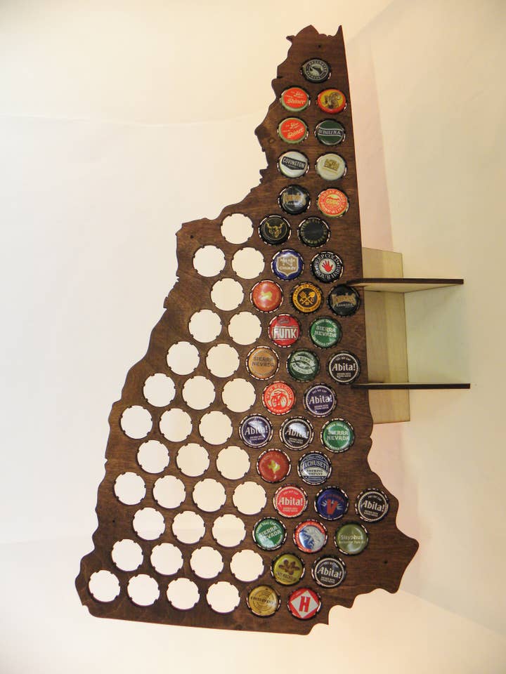 New Hampshire Beer Cap Map for wholesale by Catahoula Sign Co.
