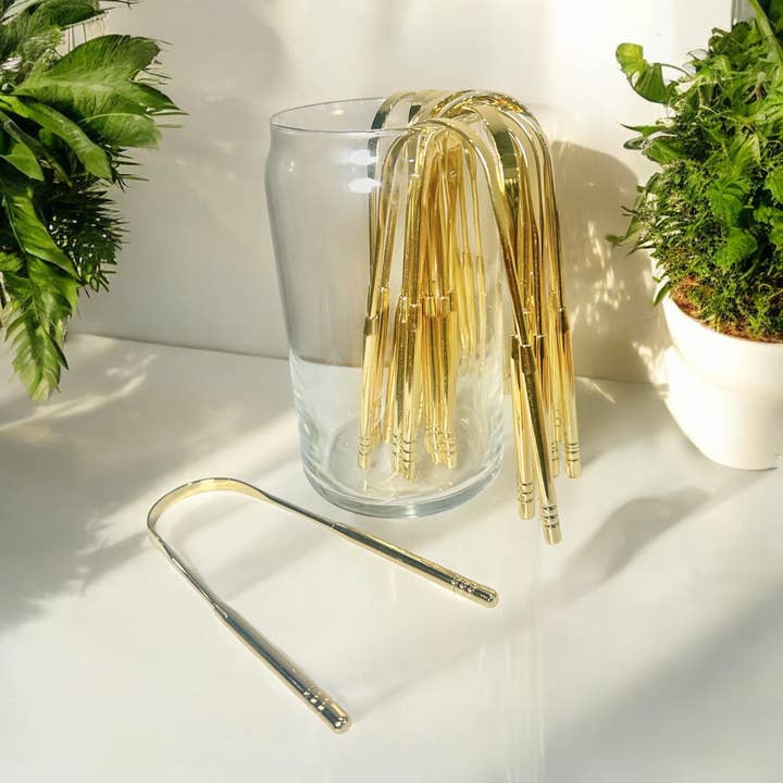 Bamboo Switch - Wholesale Tongue Scraper - Stainless Steel Tongue Scraper | Gold