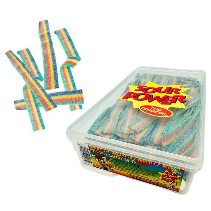 Sour Power Unwrapped Belts Quattro Tub 2.5 lb for wholesale by Long Island Candy Factory