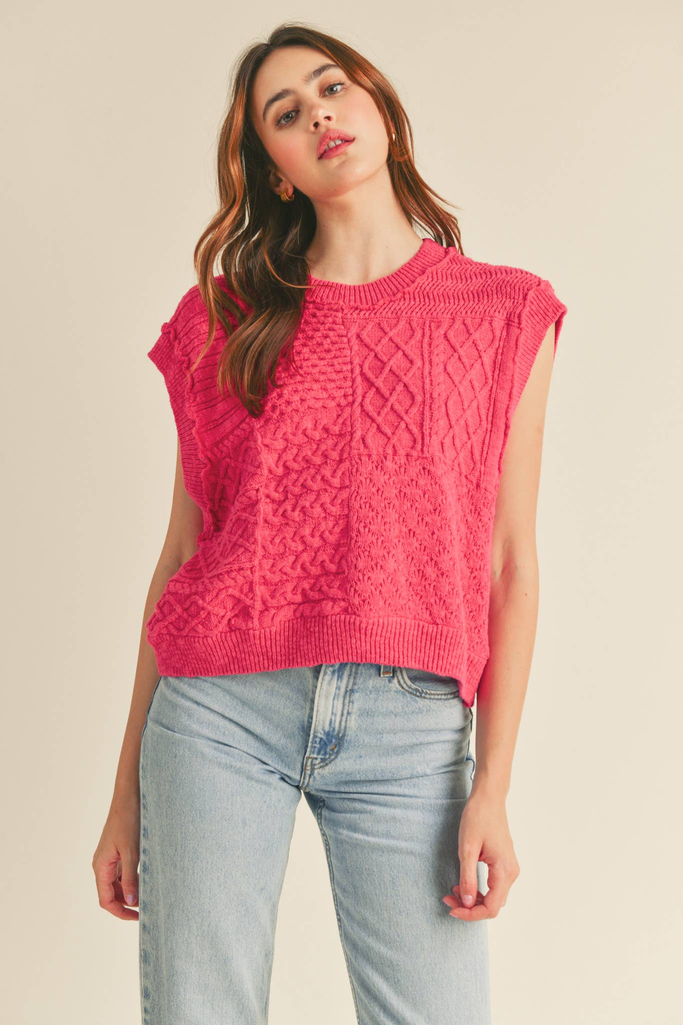 &MERCI – wholesale Tröjväst – Dam – MÖNSTRAD KABELSTICKAD VÄST MSW1022311