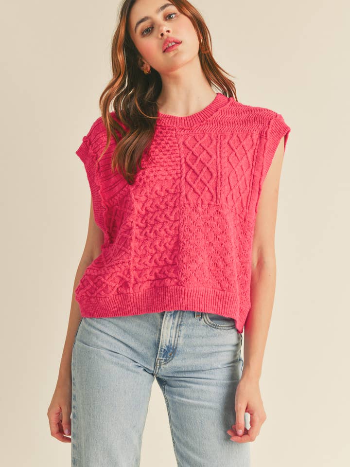 &MERCI – wholesale Tröjväst – Dam – MÖNSTRAD KABELSTICKAD VÄST MSW1022311