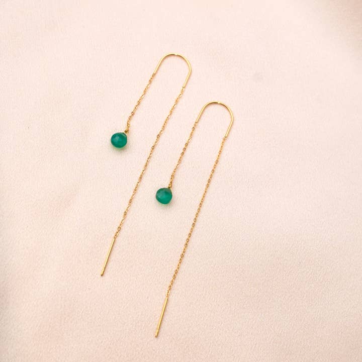 Victoire Collection - Vente Boucles d'oreilles pendantes - Boucle d'oreille chaine traversante acier3