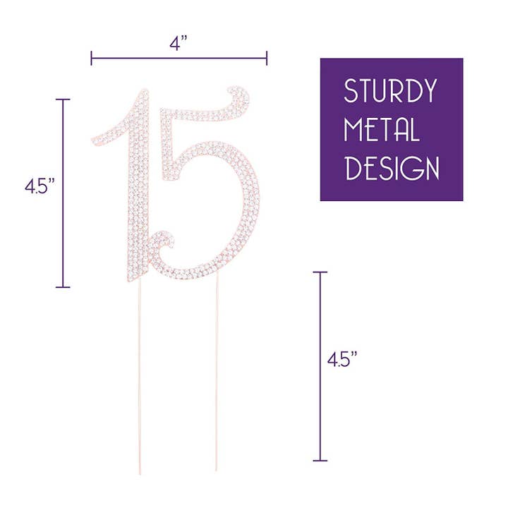 Ella Celebration - Wholesale Cake/cupcake topper - 15 Cake Topper - Rose Gold1