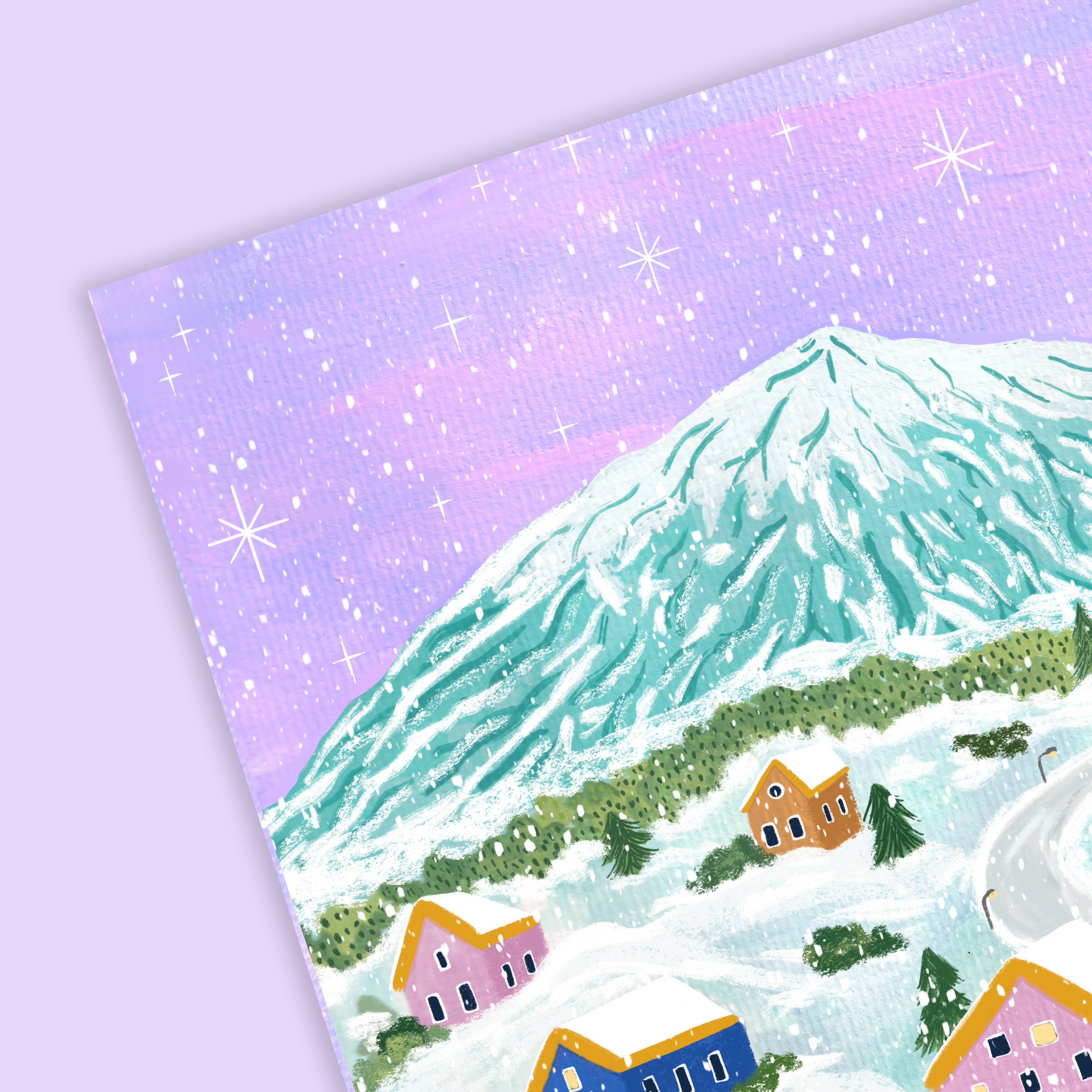 Tikkled Pink - Wholesale Flat Wrap - Winter Village Christmas Wrapping Paper Flat Sheets2