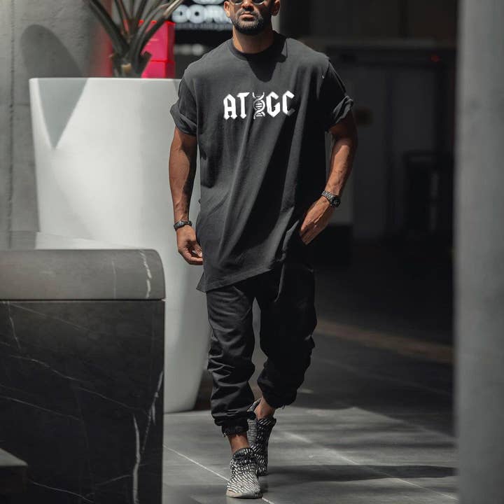 Dark Grey ATGC DNA Molecular Geek Graphic Men's T-Shirt for wholesale on Faire2