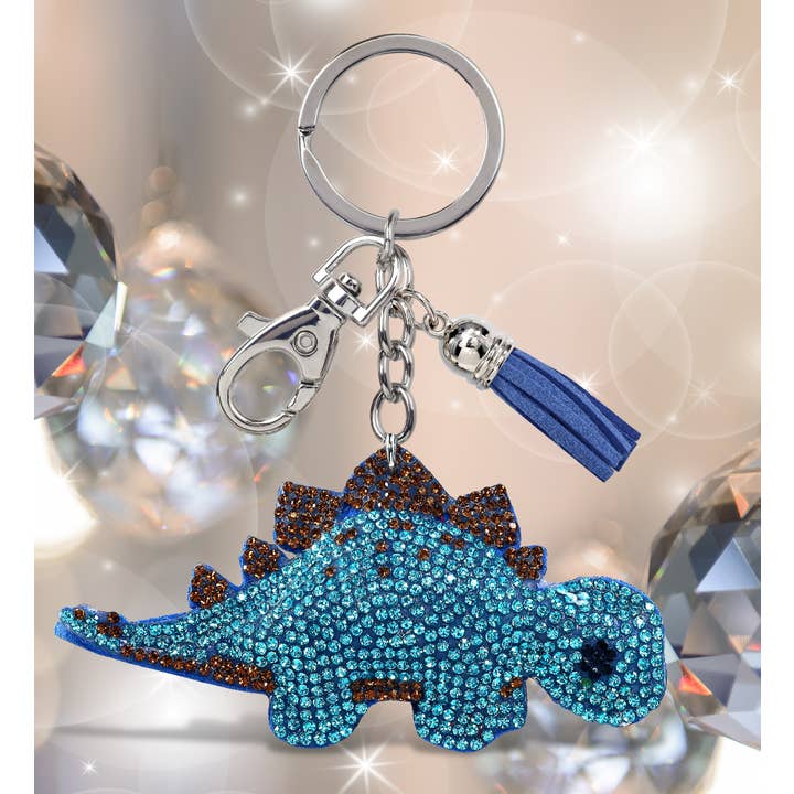 Cota Global - Wholesale Keychain – Unisex - Sparkling Rhinestone Stegosaurus Charm with Tassel3