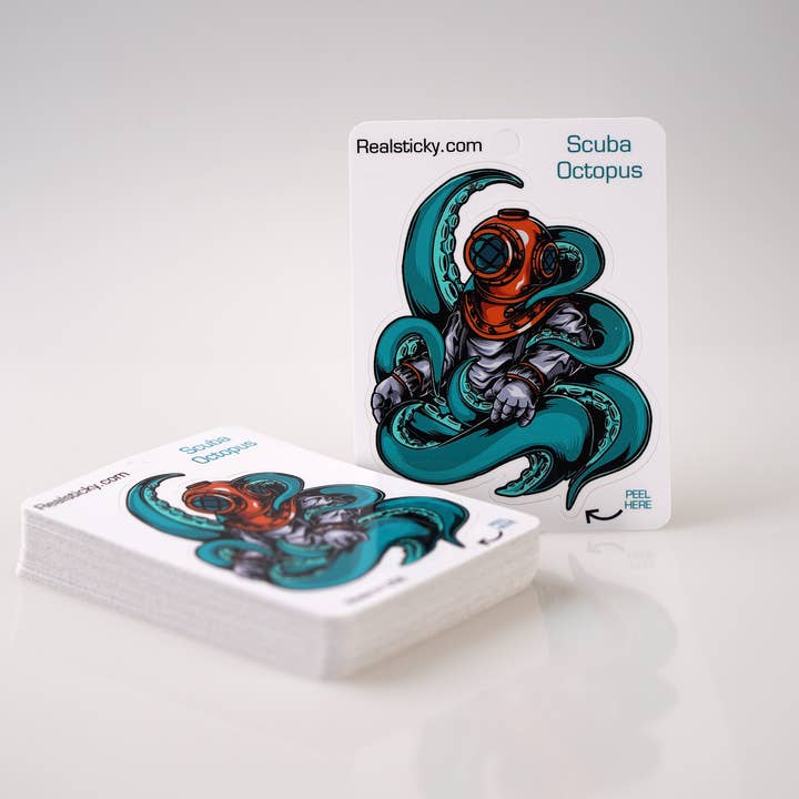 Scuba Octopus Sticker for wholesale by Real Sticky