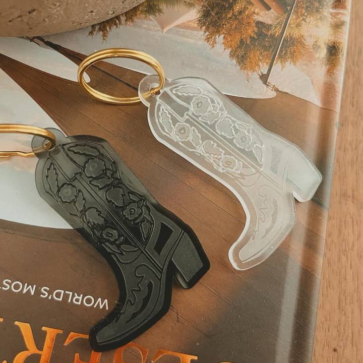 GoneWestDesigns - Wholesale Keychain - Women's - Floral Rose Cowboy Boot Western Keychain Jewelry
