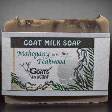 Mahogany Teakwood Goat Milk Soap for wholesale by Goats in a Coat