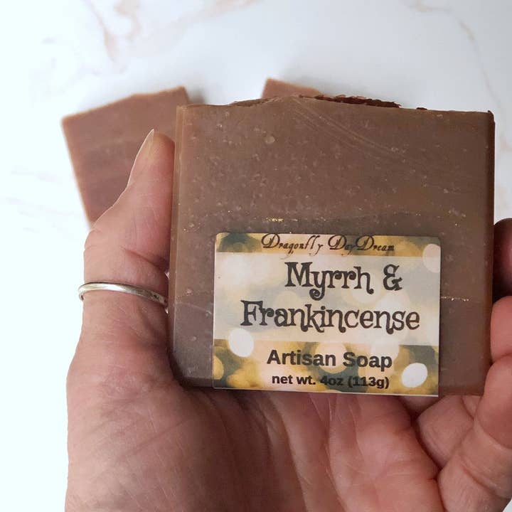 Dragonfly DayDream - Wholesale Bar Soap - MYRRH, FRANKINCENSE and Gold Artisan Soap Bar3