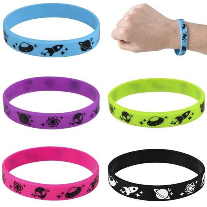 Toyarina - Wholesale Bangle Bracelet - 7.75" Alien Design Silicone Bracelets (24pcs) - Assorted1