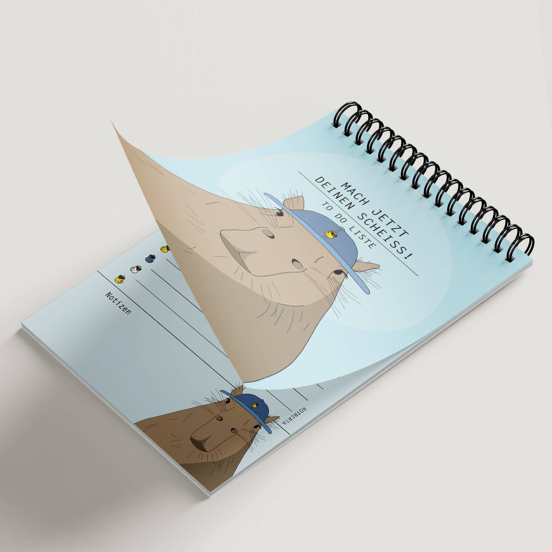 Rotberta - Wholesale Notepad - To Do List DIN A6, Ring Binding, Capybara3