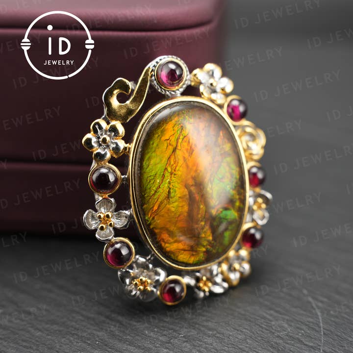 idjewelry – wholesale Individuell berlock/hänge – Naturlig Ammolit-hänge| Handgjorda Ädelstenssmycken| Vintage Opalhänge| Unik Gåva för Kvinnor