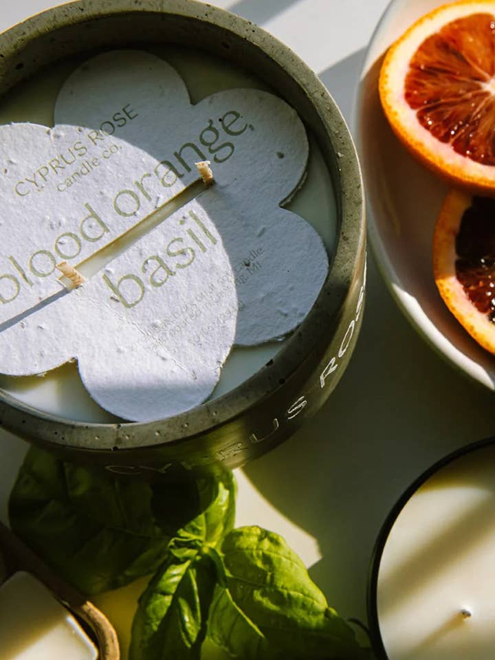 Blood Orange & Basil Candle | Fresh Citrus Herbal | 10oz for wholesale by Cyprus Rose Candle Co.