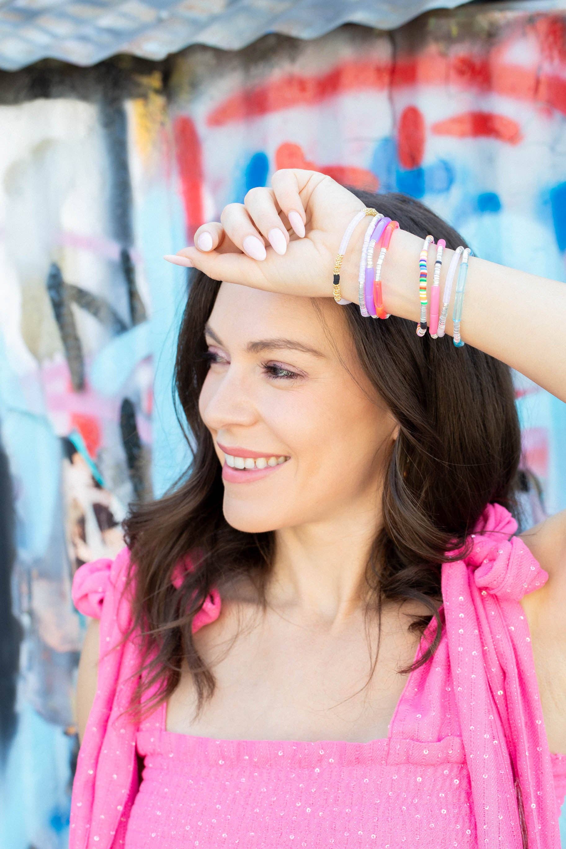 Allie + Bess - Vente Bracelet de perles - Bracelet Zo Rose Néon 4mm2