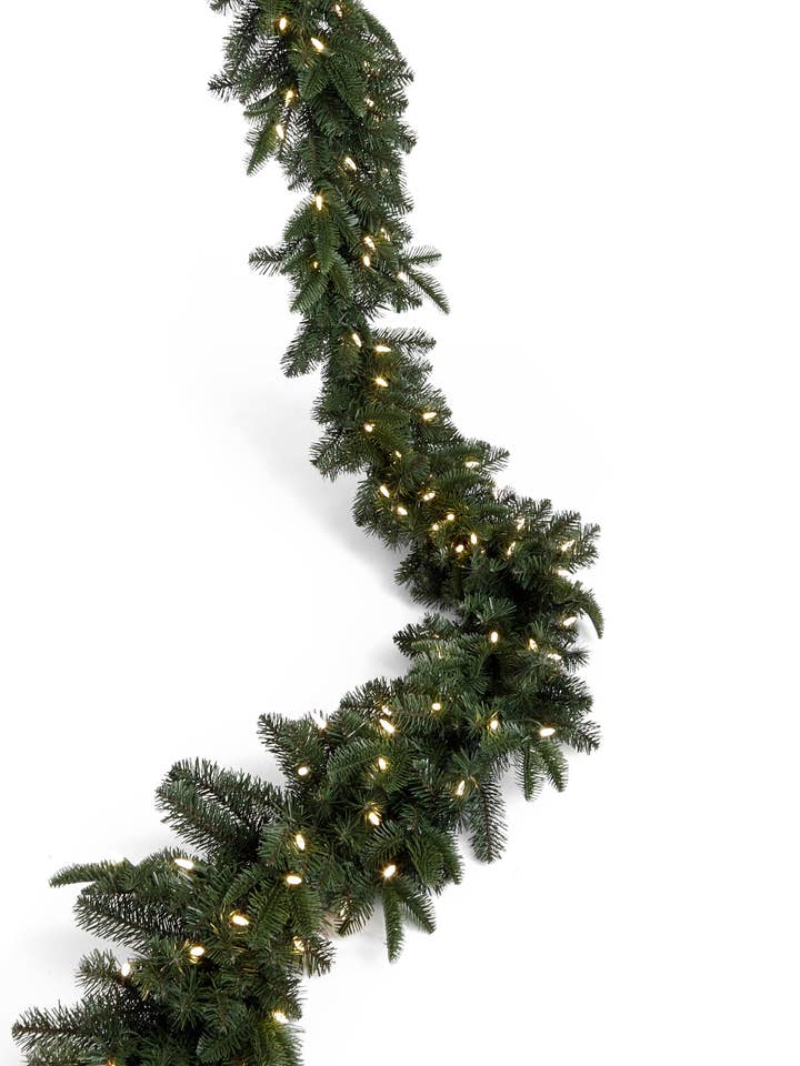 GARLAND W/LED100 WW 12" X9' 180T for wholesale by Studio Specialties