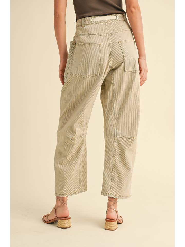 LT BLUE CREAM P4065   2 TONE COTTON PANTS WITH COTTON BELT for wholesale on Faire2