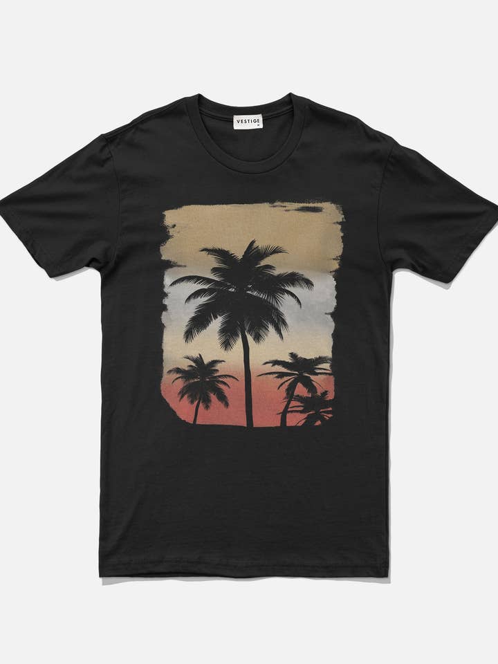 T-shirt Palm Knock Out noir pour la vente par VESTIGE