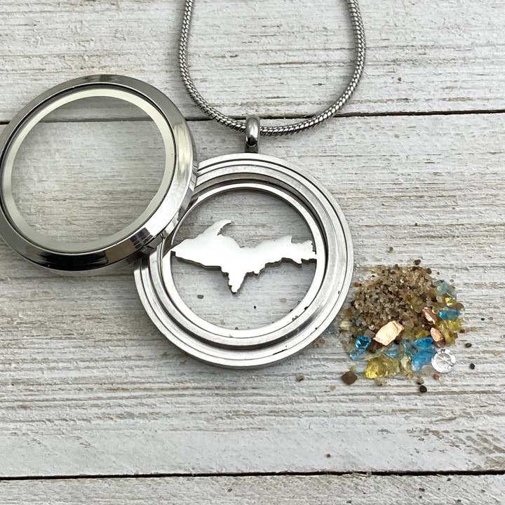 Be Inspired UP - Wholesale Locket Necklace - Michigan Glass Locket1